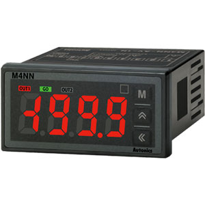 Đồng hồ đo hiển thị số AUTONICS M4NN-DA-12 Màn hình LED; Thông số đo lường: Scaling; Dải hiển thị: -1999...1999; Đơn vị hiển thị: Customized; Kích thước lỗ cắt: W45.4xH22.5mm