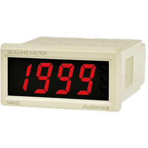 Đồng hồ đo hiển thị số AUTONICS M4NS-NA Màn hình LED; Thông số đo lường: Scaling; Dải hiển thị: -1999...1999; Đơn vị hiển thị: Customized; Kích thước lỗ cắt: W45.4xH22.5mm