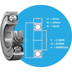 Vòng bi cầu thông thường SKF 626-2Z