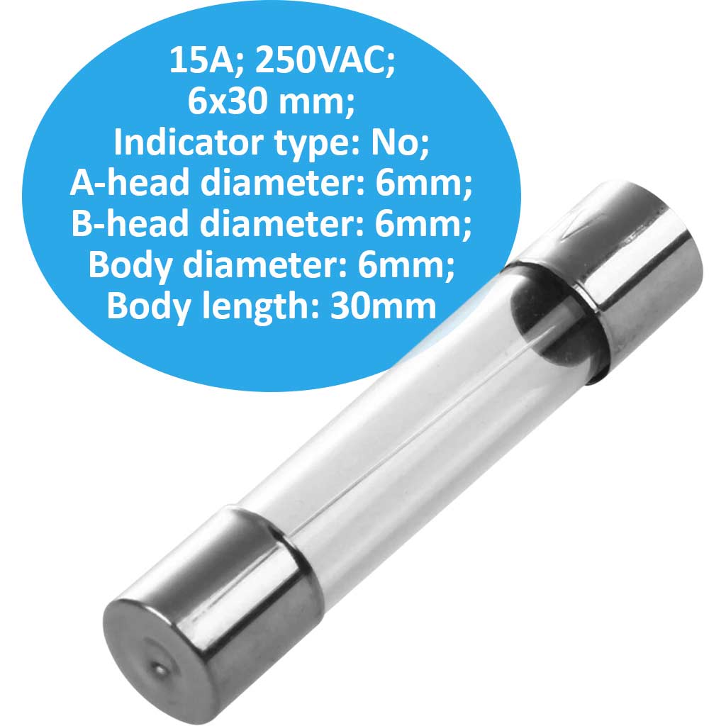Cầu chì ống thủy tinh CHINA 6x30 15A