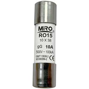 Cầu chì sứ hình trụ MIRO RO15 10A 10A; 500VAC, 690VAC; Cỡ cầu chì: 10x38 mm; Loại chỉ báo: No; Đường kính đầu (A): 10.3mm; Đường kính đầu (B): 10.3mm; Đường kính thân: 10.3mm; Chiều dài thân: 38mm