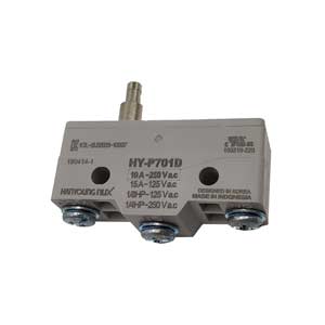 Công tắc hành trình HANYOUNG P701D Pin plunger; SPDT; 10A at 250VAC; 3.73N; 49.2mm; 24.5mm; 17.45mm