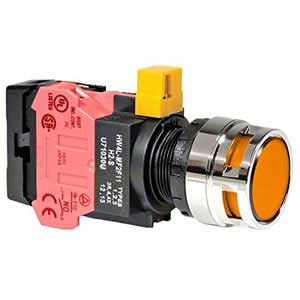 Nút nhấn nhả IDEC HW4L-MF2F01QD-A-12V D22 1NC (Hổ phách)