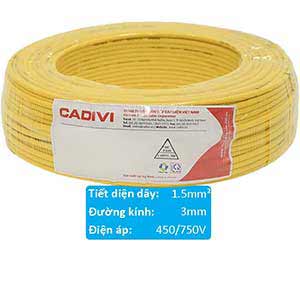 Dây điện cách điện PVC CADIVI VCm-1.5 (1x30/0.25)-450/750V-Y