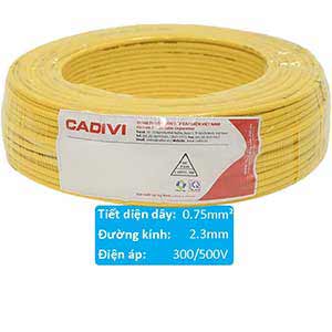 Dây điện cách điện PVC CADIVI VCm-0.75 (1x24/0.20)-300/500V-Y