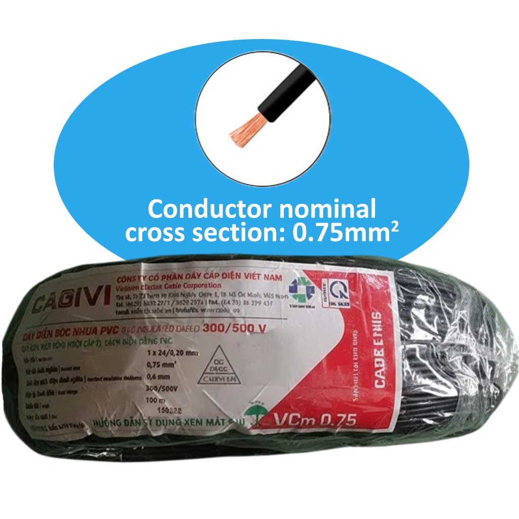 PVC insulated wires CADIVI VCm-0.75 (1x24/0.20)-300/500V-B