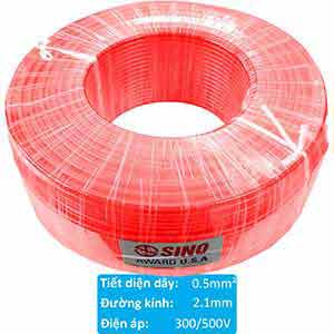 Dây điện bọc cách điện PVC 300/500V SINO Cu/PVC 1x0.5 Sqmm-R