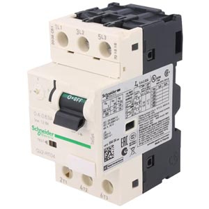 Aptomat bảo vệ động cơ SCHNEIDER GV2RT04 3P; 0.40...0.63A; Công suất điện (400VAC): 0.12kW; Tiếp điểm phụ: No; Dòng ngắn mạch: 100kA