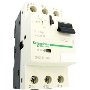 Aptomat bảo vệ động cơ SCHNEIDER GV2RT06 3P; 1...1.6A; Công suất điện (400VAC): 0.37kW; Tiếp điểm phụ: No; Dòng ngắn mạch: 100kA