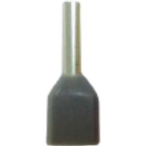 Đầu cốt pin rỗng đôi TLUG CE 0.75-8x2 Dùng cho dây mềm: 0.75mm²; Lớp cách điện: Yes; Gray; Đường kính ngoài phần cho dây vào (D): 2.1mm; Chiều dài phần cho dây vào: 8mm; Copper; Chiều dài tổng thể: 15mm; Đường kính tổng thể: 5.5mm