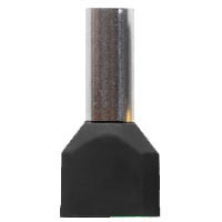 Đầu cos pin rỗng đôi MHD TE1508 Black Dùng cho dây mềm: 2x1.5mm²; Lớp cách điện: Yes; Black; Đường kính ngoài phần cho dây vào (D): 2.6mm; Chiều dài phần cho dây vào: 8mm; Brass, Copper; Chiều dài tổng thể: 15.5mm