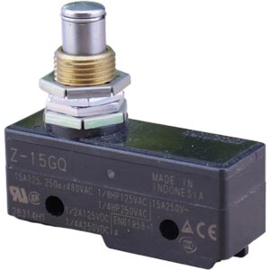 Công tắc hành trình đa năng (kiểu cơ bản) OMRON Z-15GQ Pin plunger; SPDT; 15A at 250VAC, 0.25A at 250VDC; 49.2mm; 24.2mm; 17.45mm