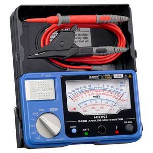 Đồng hồ đo điện trở HIOKI 3490 Hiển thị tương tự; Tham số đo lường: Điện trở cách điện, Điện áp xoay chiều; 100MOhm, 4000MOhm; 250VDC, 500VDC, 1000VDC