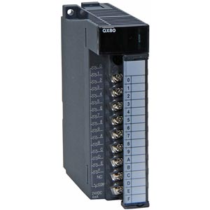Mô đun ngõ vào kỹ thuật số MITSUBISHI QX80 Input module; 24VDC; Số ngõ vào digital: 16; Plug-in mounting