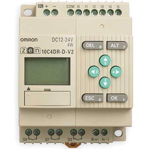 Rơ le lập trình OMRON ZEN-10C4DR-D-V2 12...24VDC; Kiểu hiển thị: LCD display; Số ngõ vào digital: 4 (6); Số ngõ ra digital: 3; Kiểu đấu nối ngõ ra digital: Relay; Mô-đun có thể mở rộng: Yes