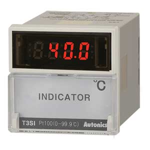Bộ hiển thị nhiệt độ AUTONICS T3SI-N4NP4C Nguồn cấp: 100...240VAC; Loại cảm biến nhiệt độ: PT100; Màn hình LED; Số chữ số hiển thị: 3; Dải hiển thị: 0...399; Đơn vị hiển thị: °C