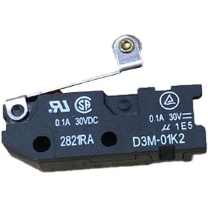 Công tắc hành trình lắp đặt nhanh OMRON D3M-01K2 Hinge roller lever; SPST (1NC); 0.1A at 30VDC; 0.5N; 29.2mm; 10mm; 7mm