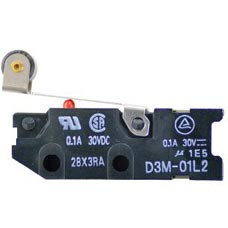 Công tắc hành trình lắp đặt nhanh OMRON D3M-01L2 Hinge roller lever; SPST (1NC); 0.1A at 30VDC; 1N; 29.2mm; 10mm; 7mm