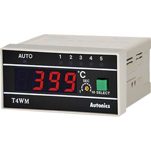 Đồng hồ đo nhiệt độ kỹ thuật số 5 kênh  AUTONICS T4WM-N3NJ5C Nguồn cấp: 220VAC, 110VAC; Loại cảm biến nhiệt độ: J; Màn hình LED; Số chữ số hiển thị: 4; Dải hiển thị: 0...500; Đơn vị hiển thị: °C