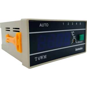 Đồng hồ đo nhiệt độ kỹ thuật số 5 kênh  AUTONICS T4WM-N3NP4C Nguồn cấp: 220VAC, 110VAC; Loại cảm biến nhiệt độ: DPt100; Màn hình LED; Số chữ số hiển thị: 4; Dải hiển thị: 0...399; Đơn vị hiển thị: °C