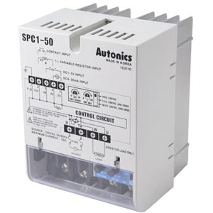 Bộ điều khiển nguồn 1 pha AUTONICS SPC1-50 Ngõ vào điện áp: 1...5VDC, 24VDC; Ngõ vào biến trở: 1kOhm; 1 pha
