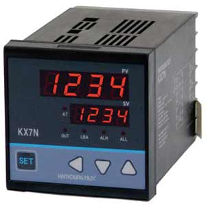 Điều khiển nhiệt độ kỹ thuật số HANYOUNG KX7N-CENA 100...240VAC; Điều khiển tiêu chuẩn; ON-OFF control, PID control; Loại đầu vào cảm biến: 0...10VDC, 1...5VDC, KPt 100Ohm, Pt 100Ohm, B, E, J, K, L, N, PL2, R, S, T, U, W; Linear current output; Số ngõ ra điều khiển: 1