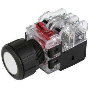 Nút nhấn có đèn vỏ nhựa HANYOUNG MRX-KM1A3W 380VAC; D25; Trắng; 1NO+1NC; Nhấn nhả; Round full-guard (Flush); Chất liệu vỏ: Plastic; Chất liệu vòng bezel: Plastic