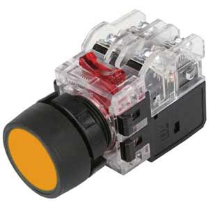 Nút nhấn có đèn vỏ nhựa HANYOUNG MRX-TM1A3Y Có đèn; 380VAC; D22; Vàng; 1NO+1NC; Nhấn nhả; Round full-guard (Flush); Chất liệu vỏ: Plastic; Chất liệu vòng bezel: Plastic