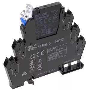 Rơ le bán dẫn I/O loại thon gọn OMRON G3RV-ST500-D 24VDC Điện áp ngõ vào: 24VDC; Điện áp tải: 5...24VDC; Dòng điện tải: 3A; Lắp thanh ray DIN