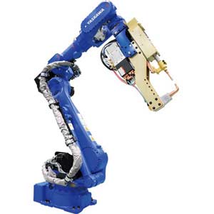 Robot hàn và cắt YASKAWA SP180H Kiểu: Articulated robots; Số trục: 6; Tải trọng tối đa: 180kg; Tầm với chiều dọc: 3393mm; Tầm với chiều ngang: 2702mm