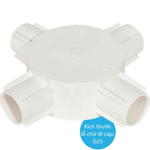 Hộp chia ngả 4 đường Sino E240/25/4 thấp, D25, 66mm