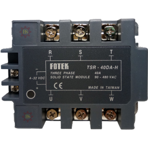 Rơ le bán dẫn 3 pha FOTEK TSR-40DA-H 3 pha; Điện áp ngõ vào: 4...32VDC; Điện áp tải: 90...480VAC; Dòng điện tải: 40A; Đặc điểm chuyển mạch: Zero-cross