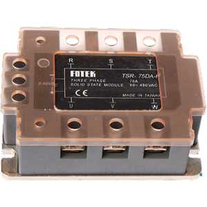 Rơ le bán dẫn 3 pha FOTEK TSR-75DA-H 3 pha; Điện áp ngõ vào: 4...32VDC; Điện áp tải: 90...480VAC; Dòng điện tải: 75A; Đặc điểm chuyển mạch: Zero-cross