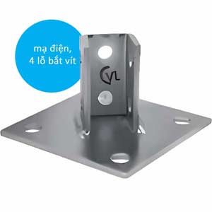 Đệm đế - phụ kiện thanh chống đa năng CVL CVL2072A-EG Surface treatment: Electro-galvanized steel; Screw hole size: D14mm; Number of screw holes: 4; Base dimension: 152x152x6mm; Height of clamp holding strut: 89mm; Clamping ability: 1 Unistrut channel
