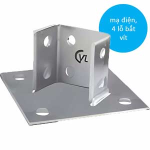 Đệm đế - phụ kiện thanh chống đa năng CVL CVL2073A-EG Surface treatment: Electro-galvanized steel; Screw hole size: D14mm; Number of screw holes: 4; Base dimension: 152x152x6mm; Height of clamp holding strut: 89mm; Clamping ability: 2 Unistrut channel