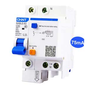 Cầu dao chống rò RCBO CHINT NXBLE-63 1P+N C50 75mA 6kA