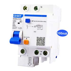 Cầu dao chống rò RCBO CHINT NXBLE-63 1P+N C63 100mA 6kA