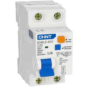 Cầu dao chống rò CHINT NXBLE-63Y 1P+N C20 0.01A 4.5kA 20A; 10mA; 4.5kA