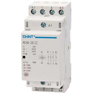 Khởi động từ 20-63A CHINT NCH8-20/22 220/230V Dòng điện (Ie): 20A; Số cực: 4P; Tiếp điểm chính: 2NO+2NC; Cuộn dây: 220VAC, 230VAC