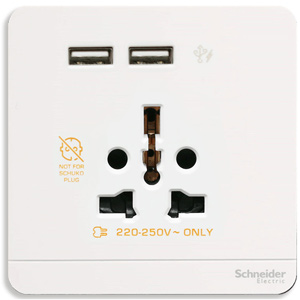 Bộ ổ cắm đa năng AvatarOn SCHNEIDER E8342616USB_WE_G19 Loại: Receptacles & switch; Số lượng ổ cắm: 3; Kiểu lỗ cắm: 3 pin universal socket; Phương pháp lắp đặt: Flush mounting, Lắp bề mặt