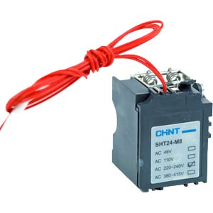 Cuộn đóng ngắt cho bộ ngắt mạch NM8N CHINT SHT24-M8 AC220-240V Kiểu điều khiển: Tín hiệu điện; 220...240VAC; Sản phẩm tương thích: Chint MCCB; Dòng sản phẩm tương thích: NM8N Series; Mã tương thích: NM8N-800