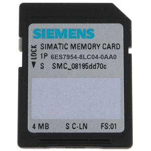 Thẻ nhớ SIMATIC S7 cho S7-1x00 SIEMENS 6ES7954-8LC04-0AA0 MMC Card; 4Mbyte; Màu sắc: Black
