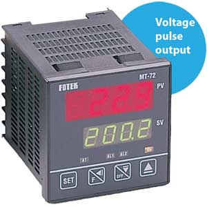 Bộ điều khiển nhiệt độ PID FOTEK MT72-V 90...265VAC; Điều khiển hệ thống sưởi; Fuzzy + PID, ON-OFF control, PIDF control; Loại đầu vào cảm biến: J, K, Pt 100Ohm; Voltage pulse output; Số ngõ ra điều khiển: 1