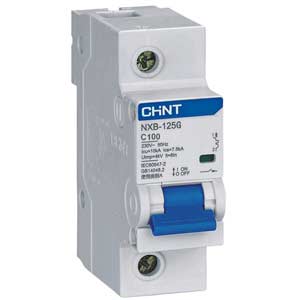 Áp tô mát cài CHINT NXB-125G 1P C100A 1P; 100A; 240VAC; 10kA; Đường đặc tuyến: C