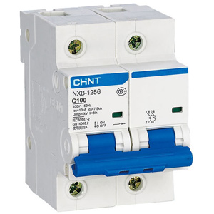 Áp tô mát cài CHINT NXB-125G 2P C100A 2P; 100A; 415VAC; 10kA; Đường đặc tuyến: C