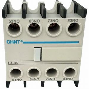 Tiếp điểm phụ cho công tắc tơ NC2 CHINT F4-40 Lắp phía trước; 4PST (4NO); Phương pháp đấu dây: Bắt vít; Dòng sản phẩm tương thích: NC2 series