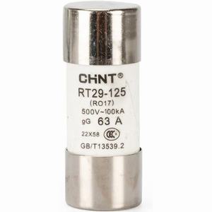 Cầu chì hình ống CHINT RT29-125 63A gG/gL 63A; 500VAC; Cỡ cầu chì: 22x58 mm; Loại chỉ báo: No; Đường kính thân: 22mm; Chiều dài thân: 58mm