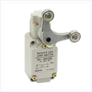 Công tắc hành trình  HANYOUNG HY-M908L Fork lock lever; DPST (1NO+1NC); 10A at 250VAC, 6A at 30VDC; 11.8N; 40mm; 68.6mm; 41mm