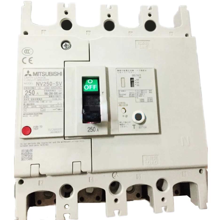 Aptomat chống giật tiêu chuẩn MITSUBISHI NV250-SV 4P 250A 36kA 1.2.500mA