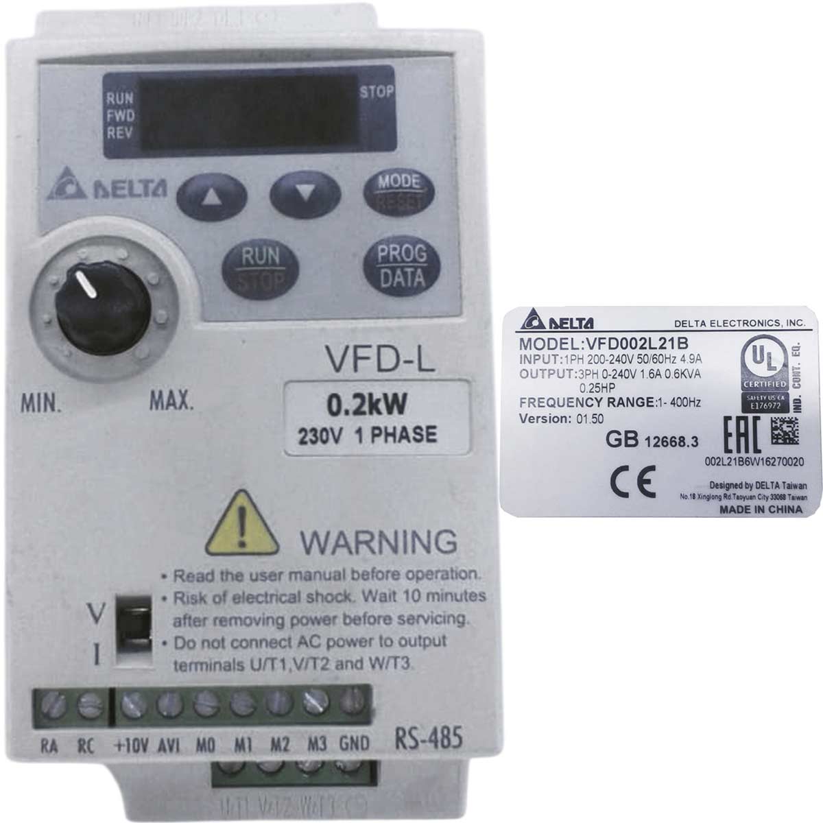 VFD002L21B Delta Biến tần 1 pha 230VAC 0.2kW